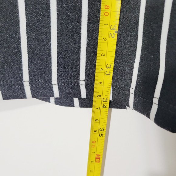 Poison Ivy Sleeveless Sheath Dress Bodycon Black White Striped Scoop Neck S - Picture 6 of 8